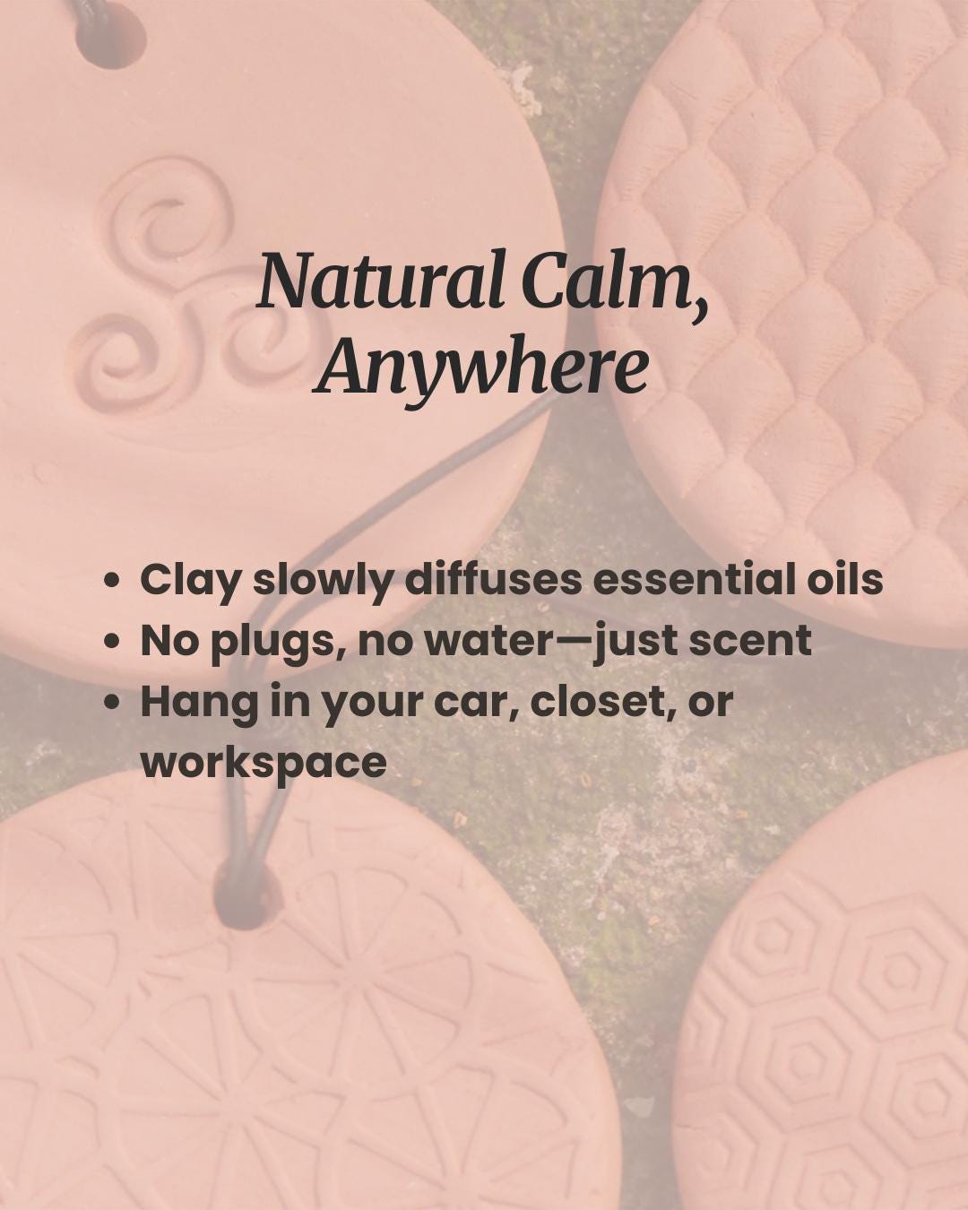 Terra Cotta Essential Oil Diffuser Disk: Hanging Aromatherapy: Passive Diffuser