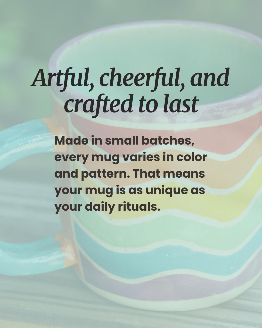 Handmade Stoneware Coffee Mug: Bright Geometric Design, 16 oz; Big Mug