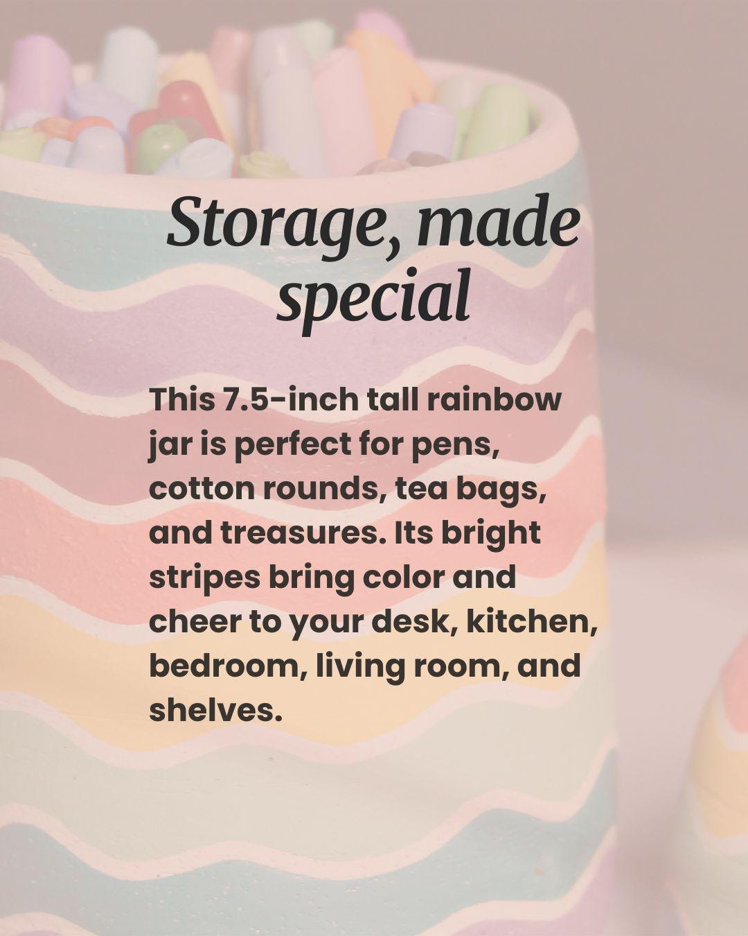 Rainbow Ceramic Jar with Lid: Hand-Thrown Stoneware Storage Container