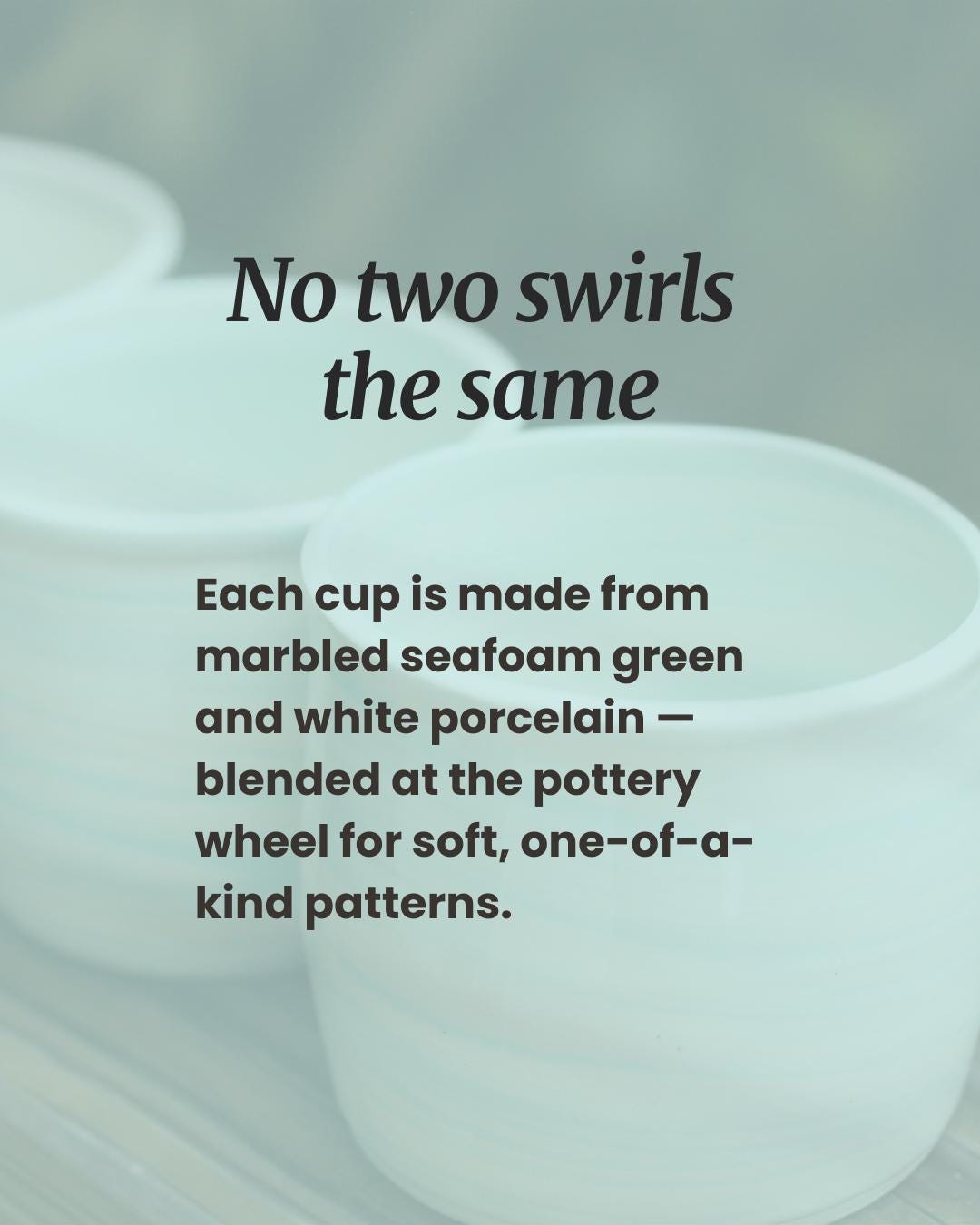 Handmade Marbleware Porcelain Cup: Seafoam Green Swirl Design